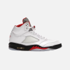 Air Jordan 5- Fire Red Silver Tongue
