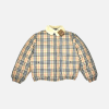 Burberry Nova Check Fur Collar Puffer Jacket Beige White