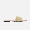 Dior Dway Slide Natural Raffia and White Embroidered Cotton Apricot Gold