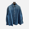 Prada Oversized Organic Washed Denim Shirt In Mid Blue