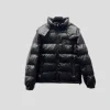 Prada Logo Hooded Puffer Jacket Black