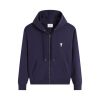 Ami Paris Ami De Coeur Zip-Up Hoodie Navy Blue