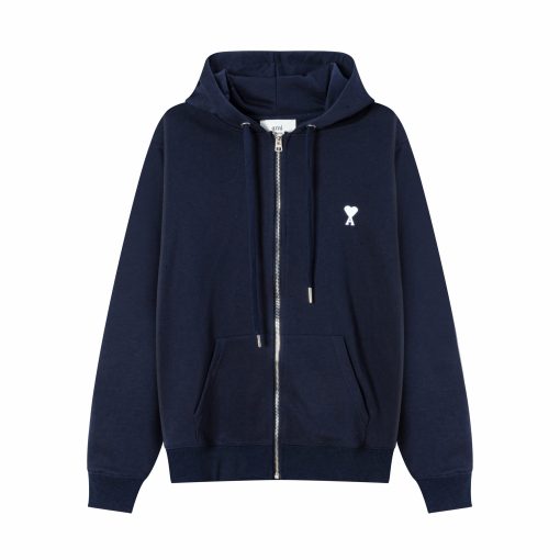 Ami Paris De Coeur Hoodie Navy Blue