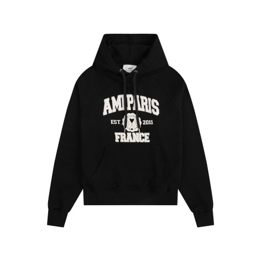 Ami Paris Black Logo Print Hoodie