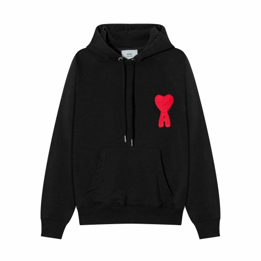 Ami Paris De Coarse Wool Hoodie Black
