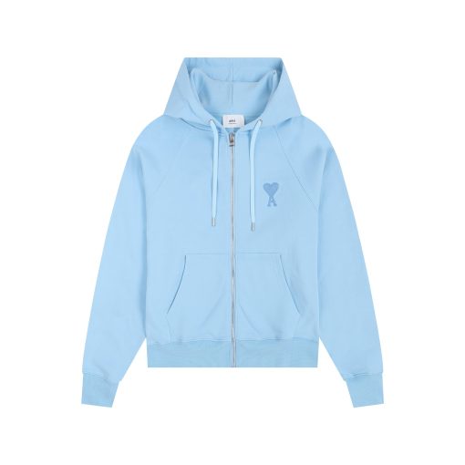 Ami Paris Coeur Zipped Sweatshirt Sky Blue