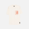 Fendi Cotton Crewneck T-shirt Neutral Color With A Coral Floral-Print Pocket