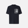 Fendi Dark Blue Cotton T-shirt With A White Bandana-Print Patch Pocket