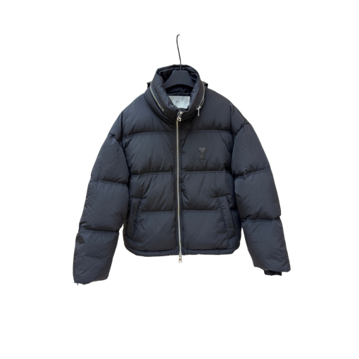 Ami Paris De Coeur Down Puffer Jacket With Signature Black Monogram