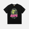 BAPE Camouflage Ape Head Alphabet Printing Short Sleeve T-shirt Black