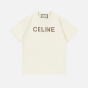 Celine loose T-shirt Ecru Cotton Jersey With A Black Print