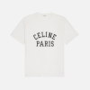 Celine Loose T-Shirt Cotton Jersey With A Celine Paris Logo Print White And Black