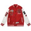 Amiri Vintage Patch Varsity Bomber Jacket Red/White