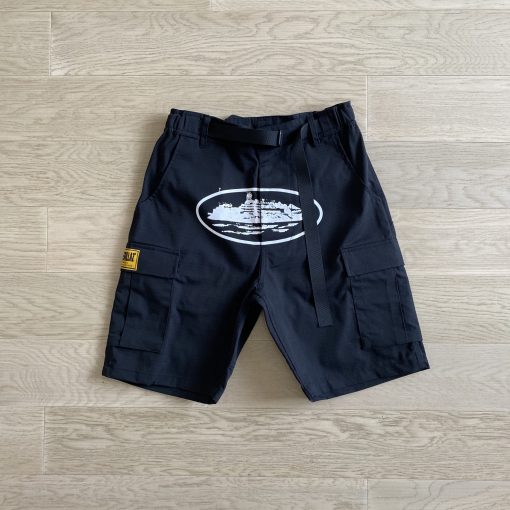 Corteiz Alcatraz Cargo Shorts Black M3