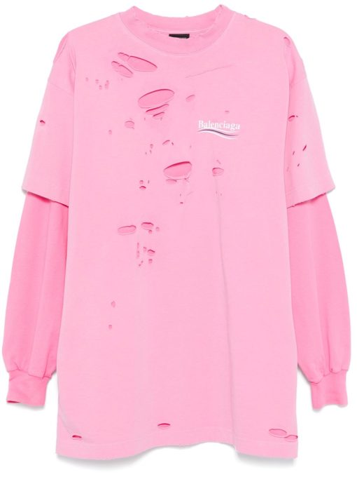 Balenciaga Destroyed Layered T-shirt Blush Pink - XXL