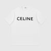 Celine T-shirt Cotton Jersey With A Logo Print White