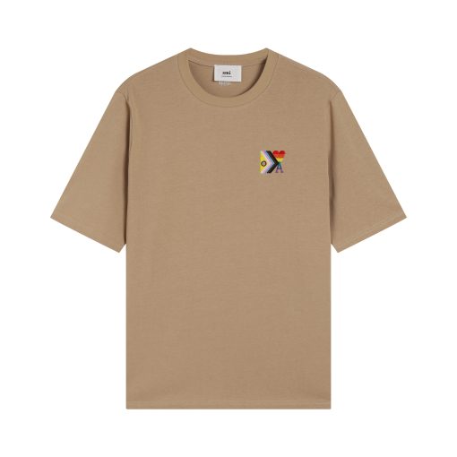 Ami Paris Pride Organic Cotton T-Shirt Beige
