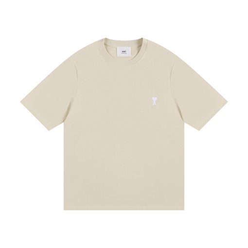 AMI Paris Cropped T-Shirt Cream White