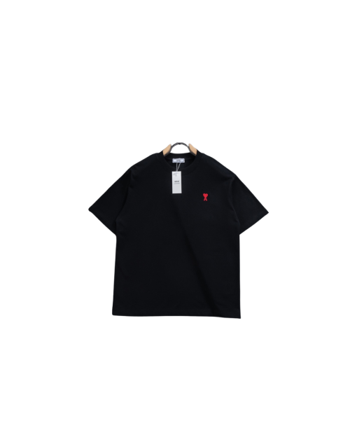 Ami Paris De Coeur Organic Cotton Jersey T Shirt Black