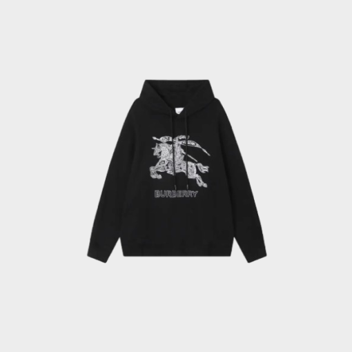 Burberry Embroidered Logo Hoodie Black M2