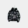 LV Monogram Mink Fur Zipped Hoodie Black