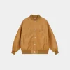 LV Natural Leather Varsity Blouson Jacket Beige