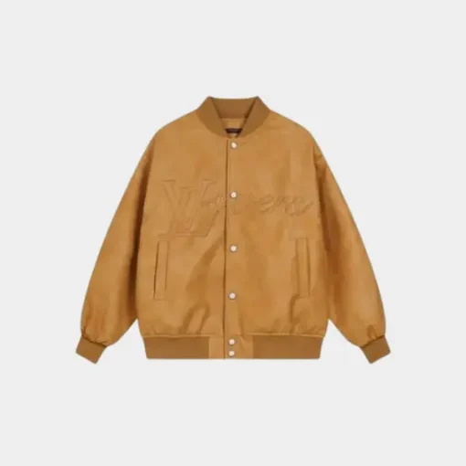 LV Natural Leather Varsity Blouson Jacket Beige - M
