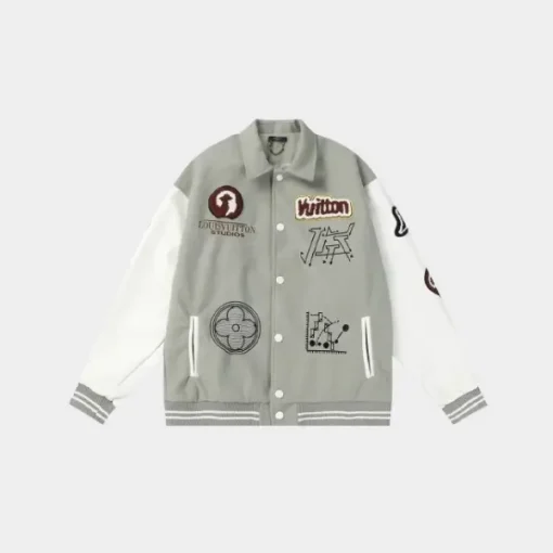 LV Studios Varsity Jacket Grey/White