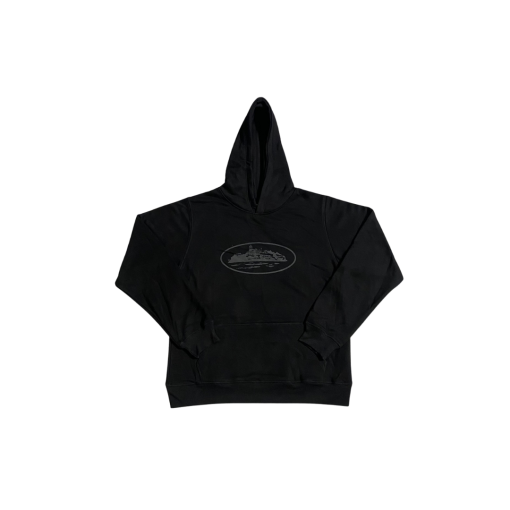 Corteiz Alcatraz Hoodie Black With Gray Monogram - L