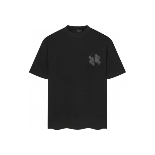 Balenciaga Fit Black T Shirt With BB Monogram - XXL