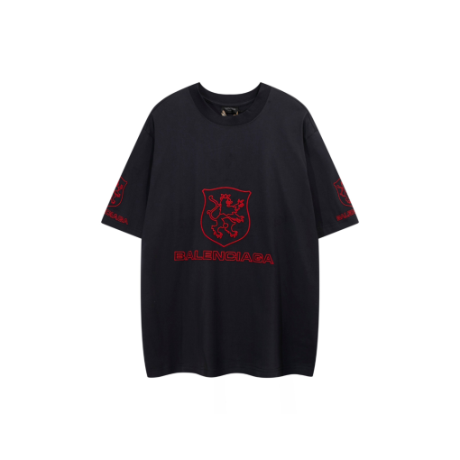 Balenciaga Oversized Black T Shirt With BB Red Monogram - L