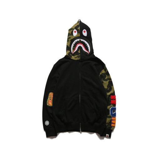 BAPE Shark Head Camouflage Full Zip Hoodie Black