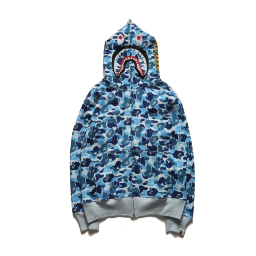 BAPE Shark Head Camouflage Full Zip Hoodie Blue