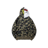 BAPE Malika Kitty Shark Hooded Hoodie Camouflage Green Fleece Lining