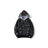 BAPE Shark Head Glow In The Dark Polka Dot Full Zip Double Hooded Hoodie Camouflage Black M2