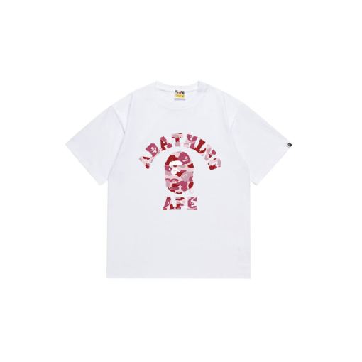 BAPE A Bathing Ape Light Pink Monogram T Shirt White