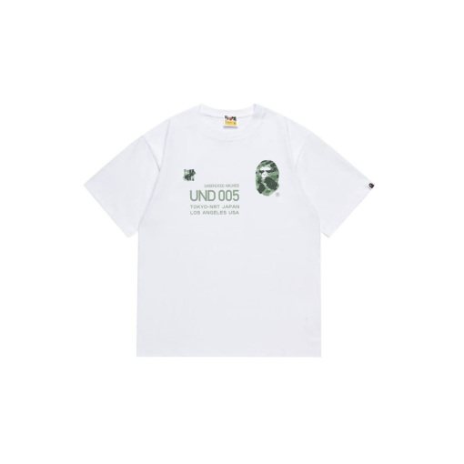 BAPE A Bathing Ape Undefeated Green Logo Design T Shirt White
