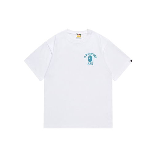 BAPE A Bathing Ape Blue Logo T Shirt White