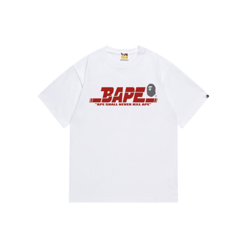 BAPE A Bathing Ape T Shirt White With Red Bape Text
