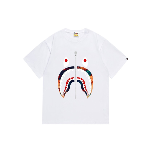 BAPE Multi Camo Shark Face T Shirt White