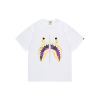 BAPE Camo Purple Yellow Flame Shark Face Design T Shirt White