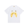BAPE Camo Shark Face White T Shirt Yellow Flame Design