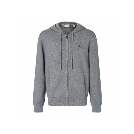 Burberry Zipper Gray Hooded Jacket Hoodie