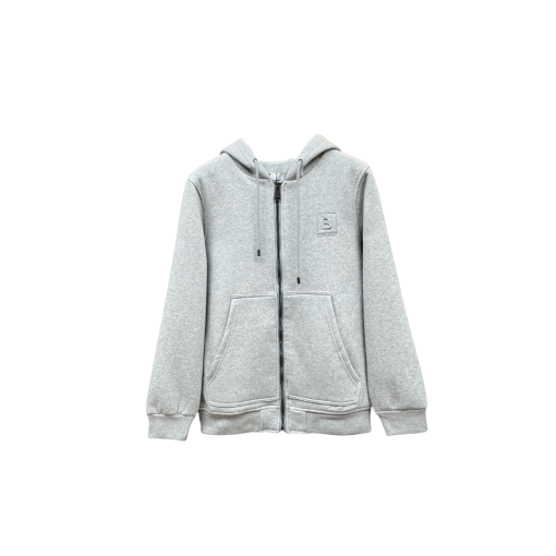 Burberry Zipper Hooded Hoodie Gray