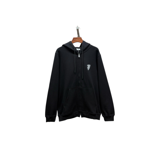 Burberry Zipper Hooded Hoodie Black