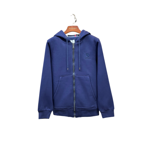 Burberry Zipper Hooded Hoodie Navy Blue