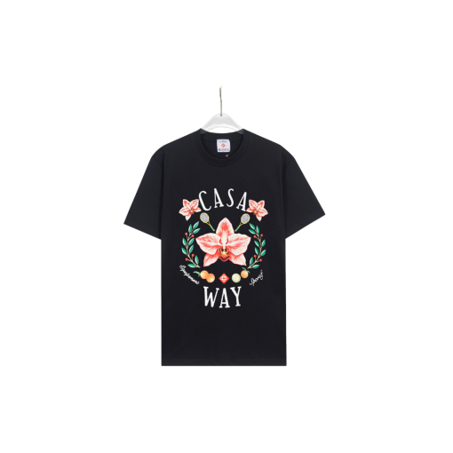 CASABLANCA Flower Logo Printed T Shirt Black