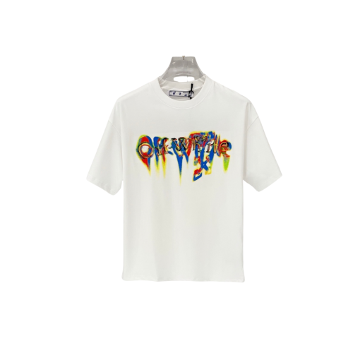 Off-White Print Neon Effect Logo T Shirt White