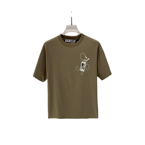 Off-White Signature Logo T Shirt Khaki