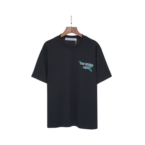 Off-White T Shirt Black With Blue Monogram